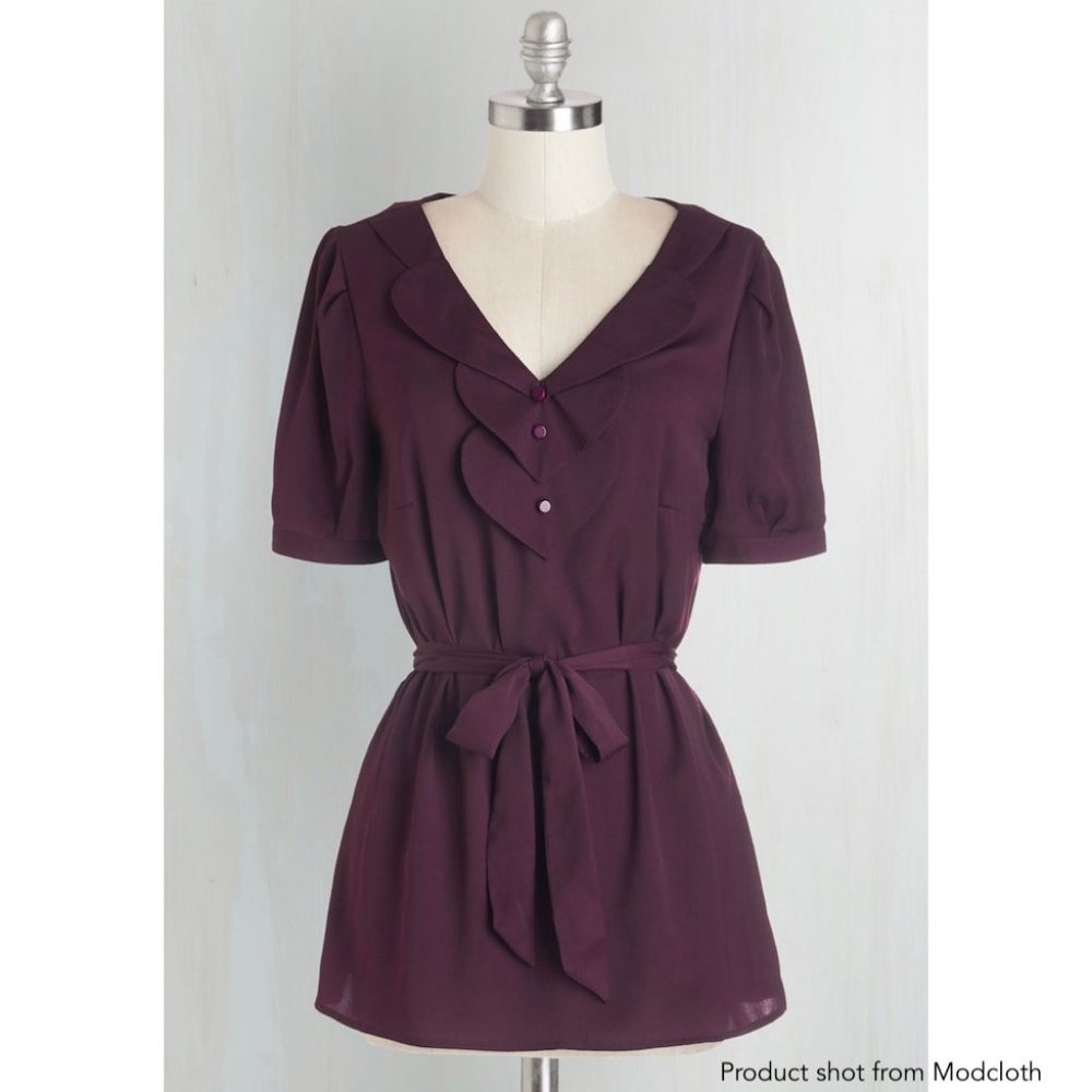 Modcloth Fervour Team Leader Purple Blouse